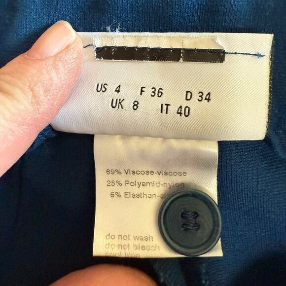 Akris Punto Pants 4 Stretch Straight Leg Trouser Career Classic Minimalist Blue - Picture 6 of 10